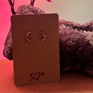 Silver moon and star earrings